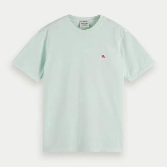 Scotch & Soda Crew Neck T Shirt Mint Green Logo Casual Short Sleeve Tee Cotton - Picture 1 of 14